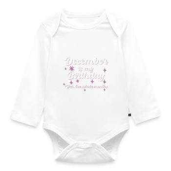 Décembre est mon anniversaire Oui tout le mois né - Body Bébé bio manches longues - blanc - Devant