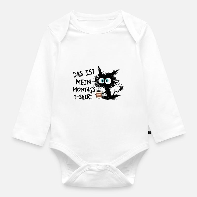 C’est mon chat T-shirt du lundi - Body Bébé bio manches longues - blanc