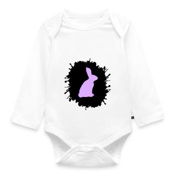 splatter hase - Baby Bio-Langarm-Body - Weiß - Vorne