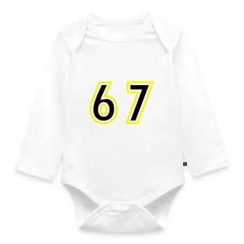67 Number College - Organic Longsleeve Baby Bodysuit - white - Front