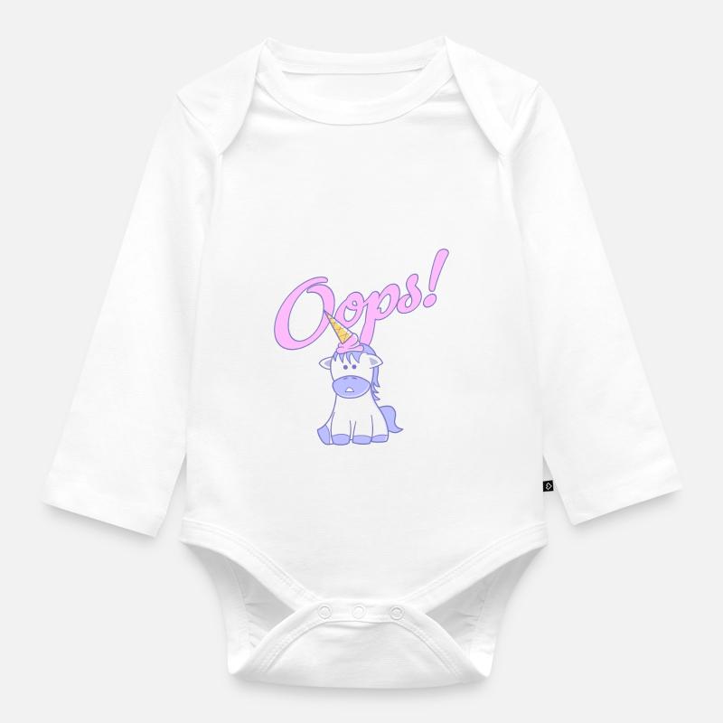 Oops, une licorne ! - Body Bébé bio manches longues - blanc