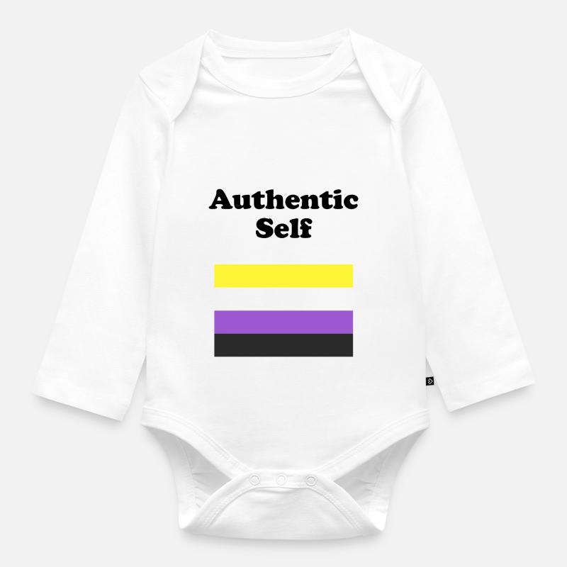Drapeau non binaire Soi authentique - Body Bébé bio manches longues - blanc