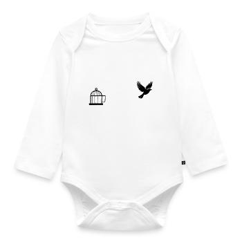 Vogelfrei - Freedom Bird - Organic Longsleeve Baby Bodysuit - white - Front