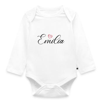 Emilia Nom Coeur - Body Bébé bio manches longues - blanc - Devant