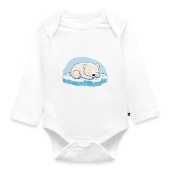 Ours polaire endormi - Body Bébé bio manches longues - blanc - Devant