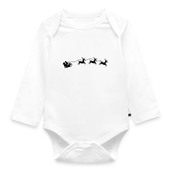 Santa Claus Sleigh - Organic Longsleeve Baby Bodysuit - white - Front