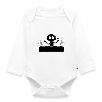 DJ Party Turntables - Baby Bio-Langarm-Body - Weiß - Vorne
