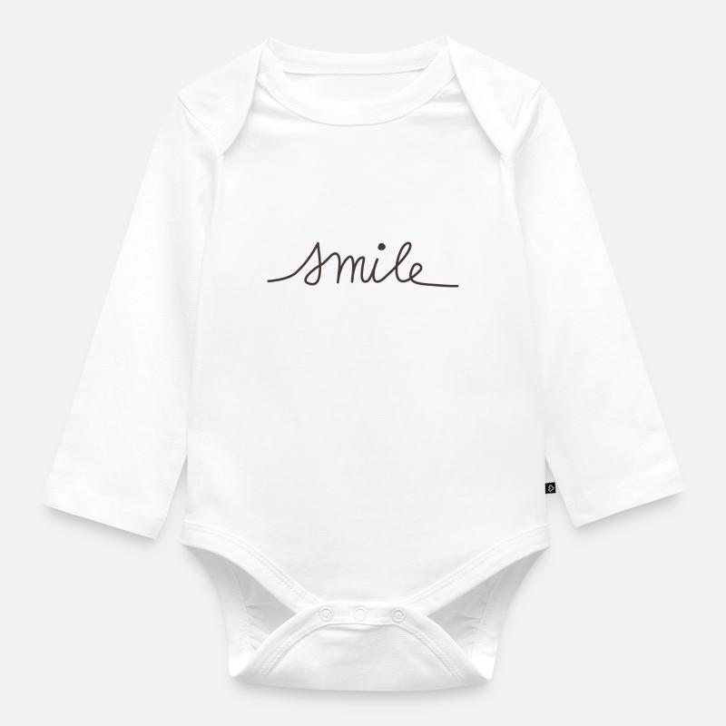 Sourire - Body Bébé bio manches longues - blanc