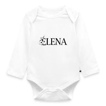 Elena | Nom avec fleur (vectorgraphique) - Body Bébé bio manches longues - blanc - Devant