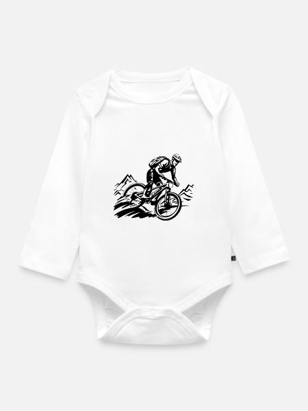 Mountainbiker Mountainbike - Baby Bio-Langarm-Body - Weiß