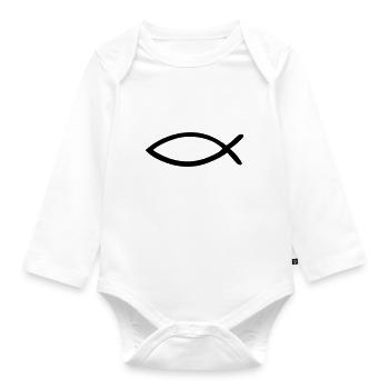 Jesus Fish - Christian Fish - Organic Longsleeve Baby Bodysuit - white - Front