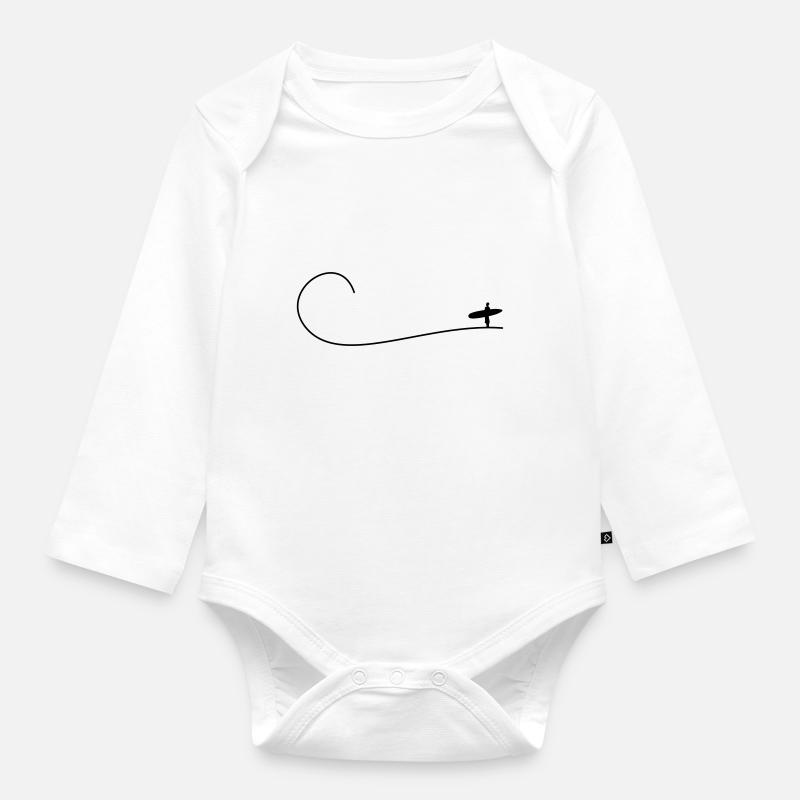 Attrapez la vague - Body Bébé bio manches longues - blanc
