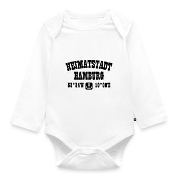 31 Heimatstadt Hamburg Koordinaten Anker - Baby Bio-Langarm-Body - Weiß - Vorne