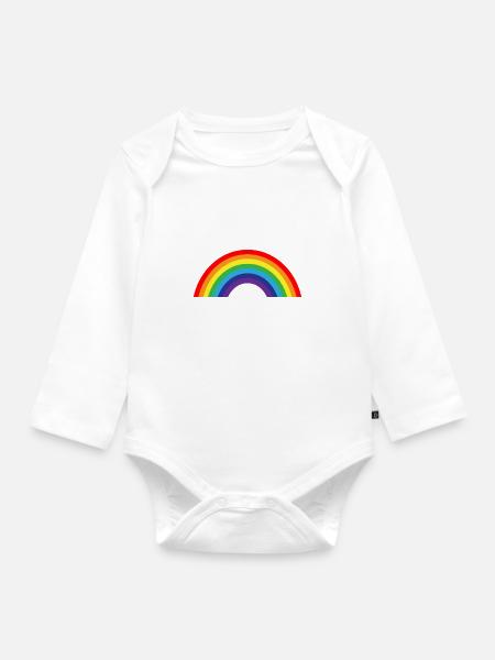Regenbogen - Baby Bio-Langarm-Body - Weiß