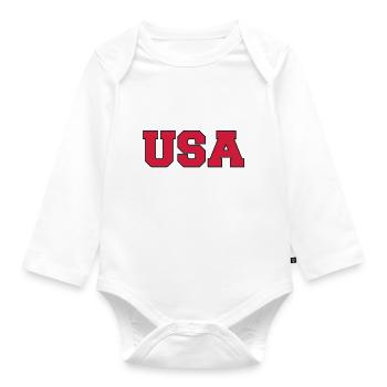 usa - Organic Longsleeve Baby Bodysuit - white - Front