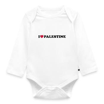 I love palestine - Langærmet babybody, økologisk bomuld - hvid - Foran