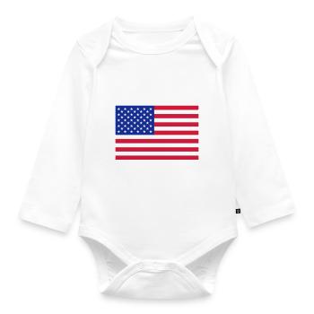 USA Flag - Organic Longsleeve Baby Bodysuit - white - Front