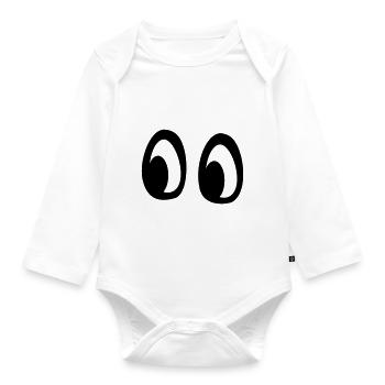 Big eyes - Organic Longsleeve Baby Bodysuit - white - Front