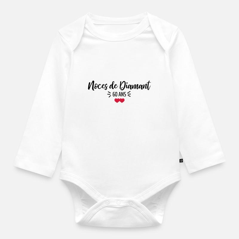 noces de Diamant - Body Bébé bio manches longues - blanc