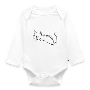 Yes cat - Organic Longsleeve Baby Bodysuit - white - Front