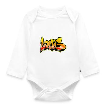 Graffiti Tag given name Louis - Organic Longsleeve Baby Bodysuit - white - Front