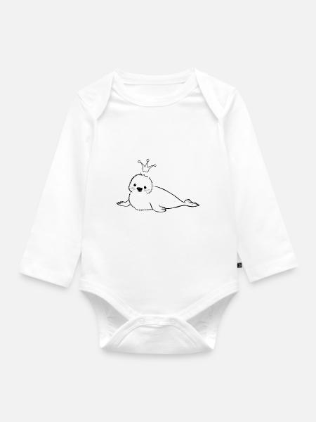 Robbe Design mit Krone - Baby Bio-Langarm-Body - Weiß