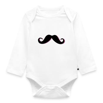 Funky Mustache - Baby Bio-Langarm-Body - Weiß - Vorne
