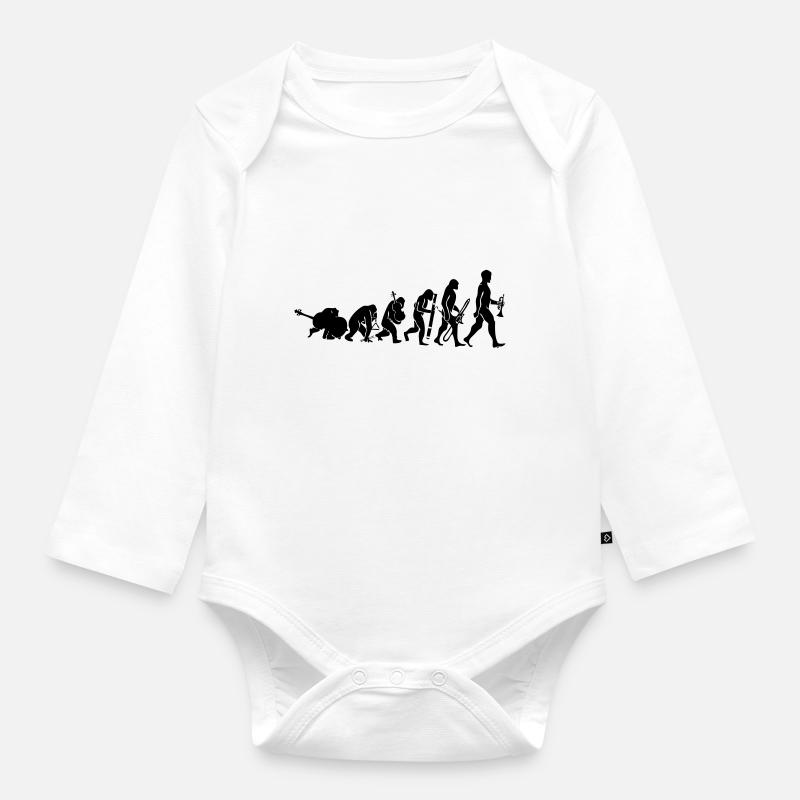 Evolution mit Musik - Baby Bio-Langarm-Body - Weiß