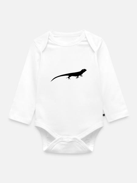 Eidechse - Baby Bio-Langarm-Body - Weiß
