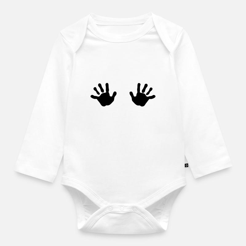 Two Hands - Organic Longsleeve Baby Bodysuit - white