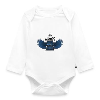 0777 this truck gives me wings - Organic Longsleeve Baby Bodysuit - white - Front