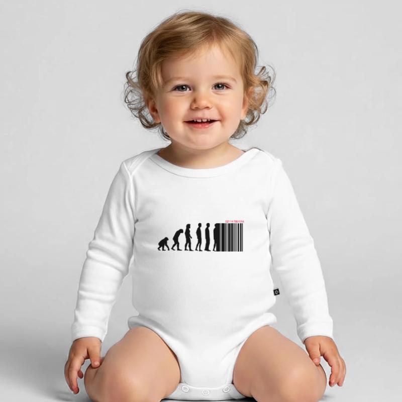 DARWIN - EVOLUTION SOCIETE - CODE BARRE Body Bébé bio manches longues