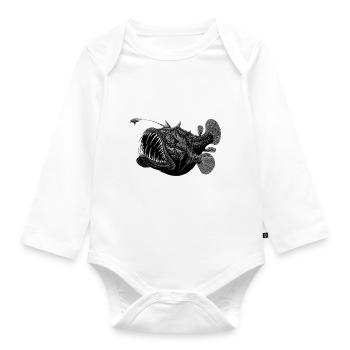 Deep sea fish - Organic Longsleeve Baby Bodysuit - white - Front