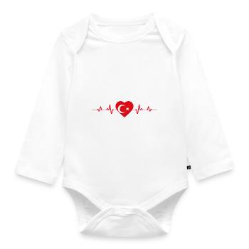 Turkey Heart Gift - Organic Longsleeve Baby Bodysuit - white - Front