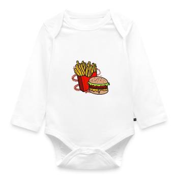Frites et burger - Body Bébé bio manches longues - blanc - Devant