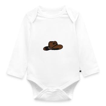 Brauner Cowboyhut - Baby Bio-Langarm-Body - Weiß - Vorne
