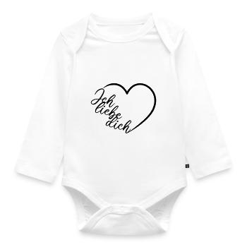 Ich liebe dich Kalligrafie Herz - Baby Bio-Langarm-Body - Weiß - Vorne