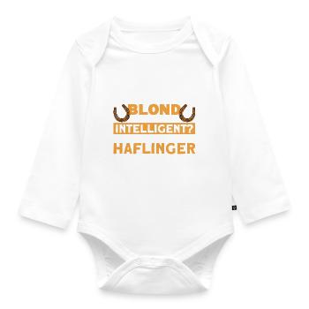 Reitschule Haflinger Reiter Geschenk - Baby Bio-Langarm-Body - Weiß - Vorne