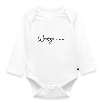 Watzmann lettering in black - Organic Longsleeve Baby Bodysuit - white - Front