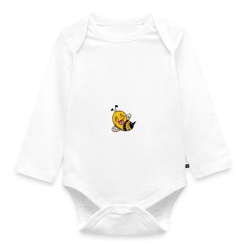 Don't Worry Bee Happy 4 - Organic Longsleeve Baby Bodysuit - white - Front