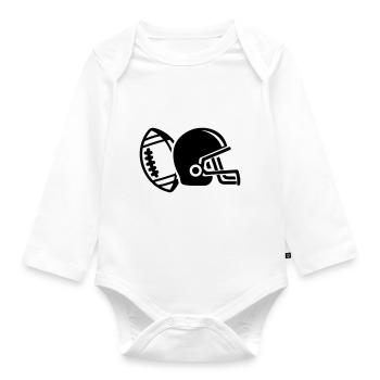 Football Helm - Baby Bio-Langarm-Body - Weiß - Vorne