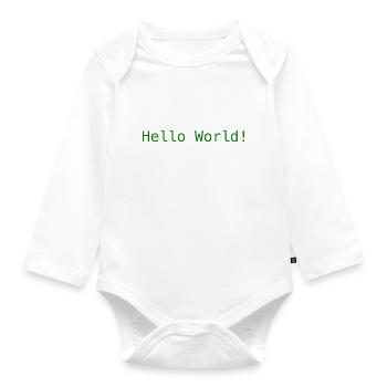 Hello World ! - Organic Longsleeve Baby Bodysuit - white - Front