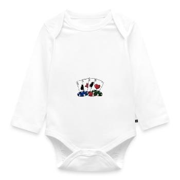 Keep Calm and Bluff Casino Gambler Gambling - Baby Bio-Langarm-Body - Weiß - Vorne