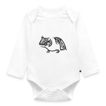 Tatouage tribal hamster - Body Bébé bio manches longues - blanc - Devant