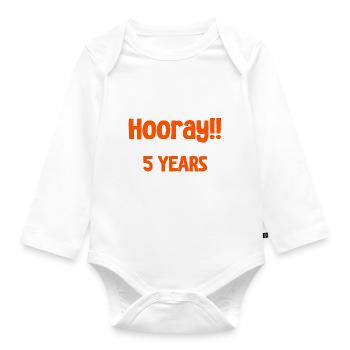 Hooray I Survived 5 Years On The Job 3 - Organic Longsleeve Baby Bodysuit - white - Front
