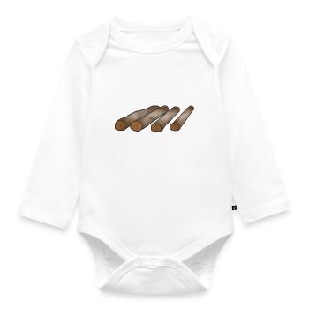 Holz Heizen Holz Liebhaber Geschenk - Baby Bio-Langarm-Body - Weiß - Vorne