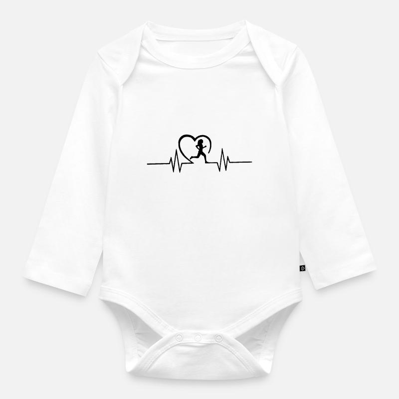 Rythme cardiaque de jogging - Body Bébé bio manches longues - blanc