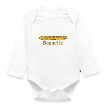 Baguette logo - Organic Longsleeve Baby Bodysuit - white - Front