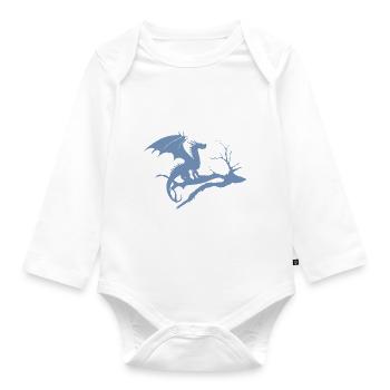drache design silhouette toter baum - Baby Bio-Langarm-Body - Weiß - Vorne