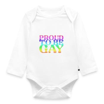 proud to be gay,gay,LGBT,Regenbogen - Baby Bio-Langarm-Body - Weiß - Vorne